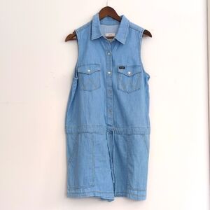 Wrangler (M) Womens Popover Cotton Denim Romper Sleeveless‎ Blue